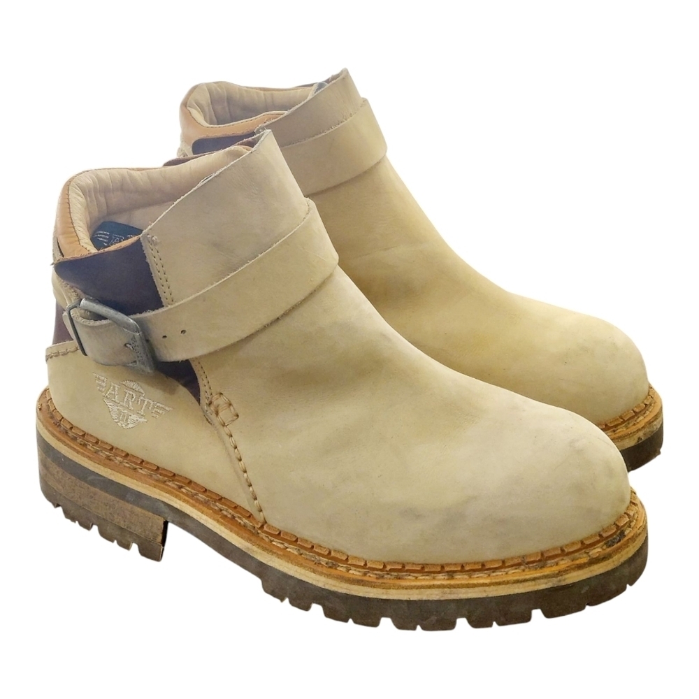 The Art Company Platform Boots 90s Vintage Steel Toe Leather Shoes Size 12 Tan - Picture 4 of 12